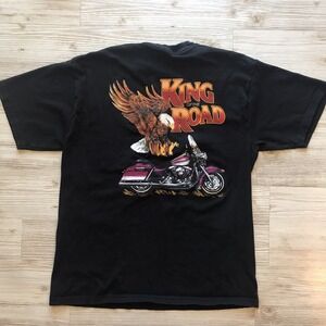 King Of The Road Choppers Large T Shirt Biker Tee Eagle Motorcycle Back Print
